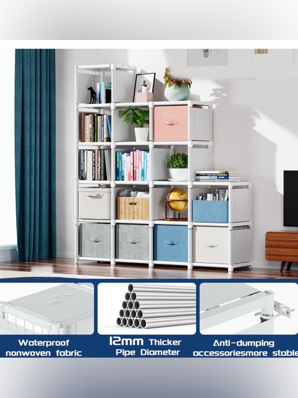 Modular White Cube Storage Shelf - Picture 3 of 4